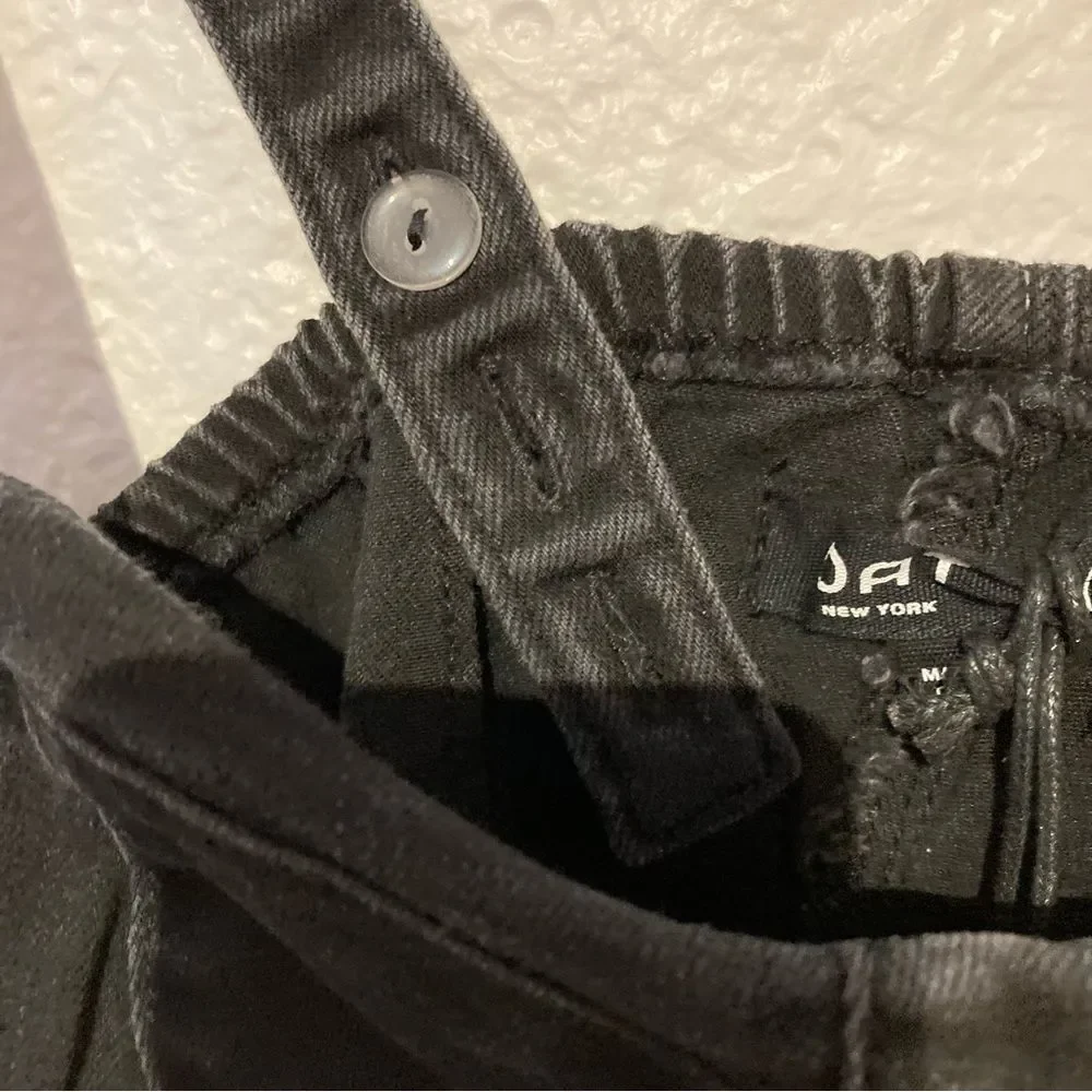 Oat New York Black Denim Bustier Crop Top Small